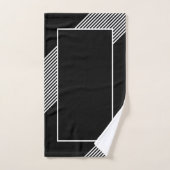 Élégant Rayure Noire Géométrique Blanc (Serviette à main)