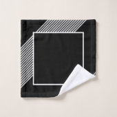 Élégant Rayure Noire Géométrique Blanc (Gant de toilette)