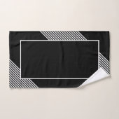 Élégant Rayure Noire Géométrique Blanc (Serviette à main)