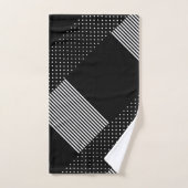 Élégant Rayure Noire Point Blanc Géométrique (Serviette à main)