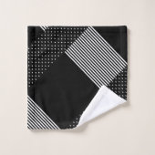 Élégant Rayure Noire Point Blanc Géométrique (Gant de toilette)