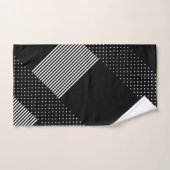 Élégant Rayure Noire Point Blanc Géométrique (Serviette à main)