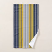 Elégant, rayures, bleu marine, jaune moutarde, bla (Serviette à main)