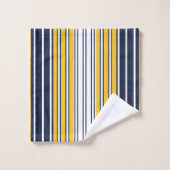 Elégant, rayures, bleu marine, jaune moutarde, bla (Gant de toilette)