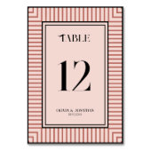 Élégant rayures rose en poudre Carte de table simp (Dos)