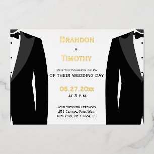 Elegant Real Gold Foil Gay Wedding Invitations Folie Uitnodiging