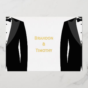 Elegant Real Gold Foil Gay Wedding RSVP-kaarten Folie Uitnodiging