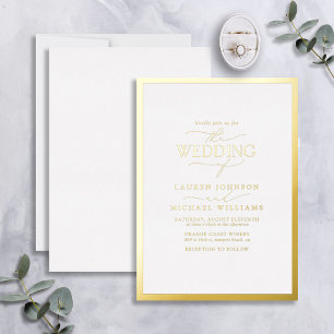 Elegant Real Gold Foil Modern Calligraphy Wedding Folie Uitnodiging