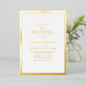 Elegant Real Gold Foil Modern Calligraphy Wedding Folie Uitnodiging (Staand Voorkant)