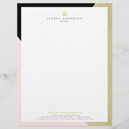 Elegant Realtor Broker Letterhead Briefpapier Briefhoofd (Voorkant)