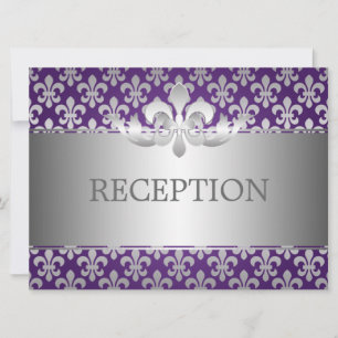 Elegant Reception Fleur De Lis Paars Kaart