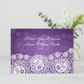 Elegant Reception Star Paisley Lace Paars Kaart (Staand voorkant)