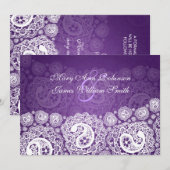 Elegant Reception Star Paisley Lace Paars Kaart (Voorkant / Achterkant)