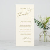 Elegant Reception "Welcome and Thanks" Guest Card Programma (Staand voorkant)
