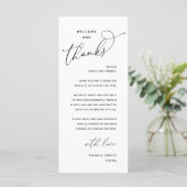 Elegant Reception "Welcome and Thanks" Guest Card Programma (Staand voorkant)