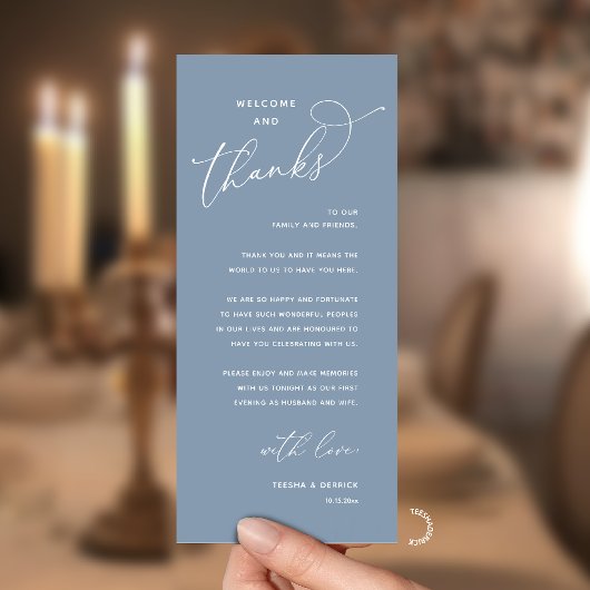 Elegant Reception "Welcome and Thanks" Guest Card Programma