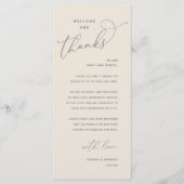 Elegant Reception "Welcome and Thanks" Guest Card Programma (Voorkant)