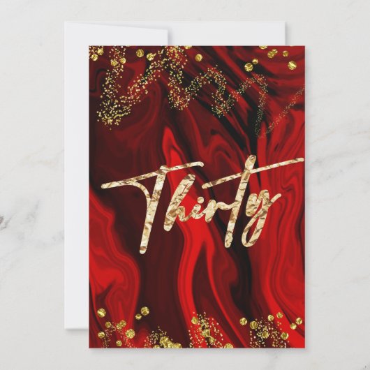 Elégant Red 30th Birthday Invitation (Dos)