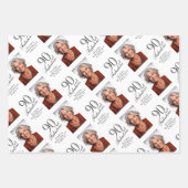 Elegant Red 90 and Fabulous 90th Birthday Photo Inpakpapier Vel (Voorkant 2)