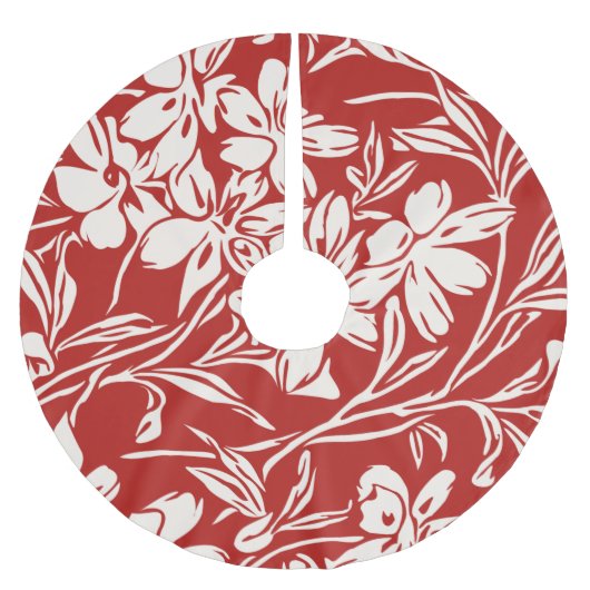 Elegant Red Abstract Floral Illustration Pattern Kerstboom Rok (Voorkant)