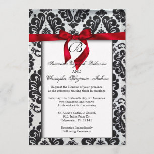 Elegant Red Accent Wedding Invite Kaart