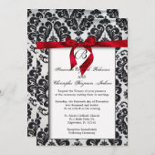 Elegant Red Accent Wedding Invite Kaart (Voorkant / Achterkant)