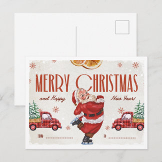 Elegant Red and Beige Watercolor Christmas  Briefkaart