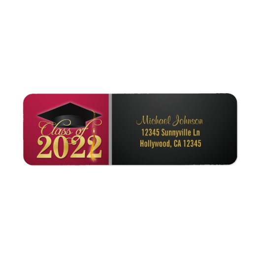 Elegant Red and Gold Class of 2022 Label (Voorkant)