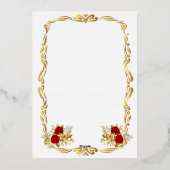 Elegant Red and Gold Floral Wedding Invitation Car (Verso)
