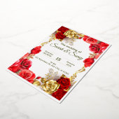 Elegant Red and Gold Floral Wedding Invitation Car (Rotation)