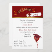 Élégant Red and Gold Graduation Party Invitation (Devant / Derrière)
