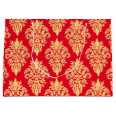 Elegant Red and Gold Kerstmis Damask Pattern Groot Cadeauzakje (Voorkant)