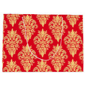 Elegant Red and Gold Kerstmis Damask Pattern Groot Cadeauzakje (Achterkant)