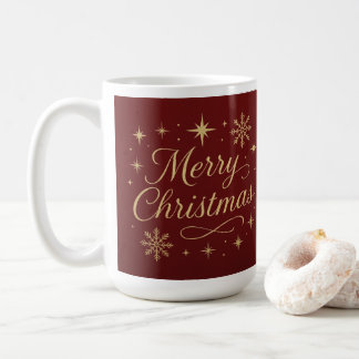 Elegant Red and Gold Merry Christmas Festive  Koffiemok