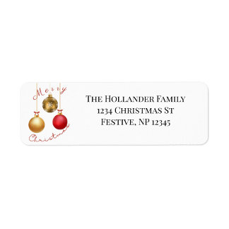 Elegant Red and Gold Ornament Return Address Etiket