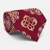 Elegant Red and Gold Pattern Design Stropdas (Opgerold)