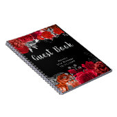 Elegant Red and Silver Flowers Birthday Guest Book Notitieboek (Rechterzijde)