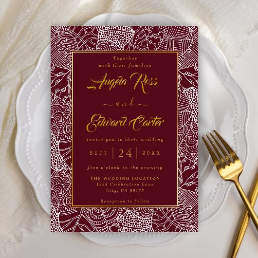 Elegant Red and White Pattern Weddenschap Save The Date