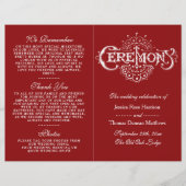 Elegant Red and White Wedding Ceremony Programma's (Voorkant)