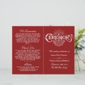 Elegant Red and White Wedding Ceremony Programma's (Staand voorkant)