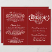 Elegant Red and White Wedding Ceremony Programma's (Voorkant / Achterkant)