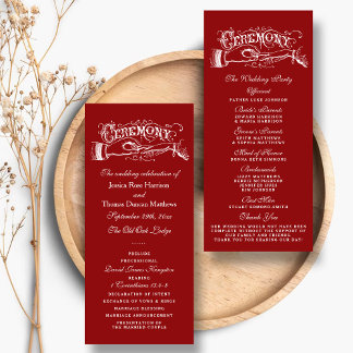 Elegant Red and White Wedding Ceremony Programma's