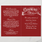 Elegant Red and White Wedding Ceremony Programma's (Voorkant)