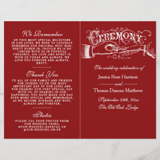 Elegant Red and White Wedding Ceremony Programma's