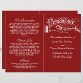Elegant Red and White Wedding Ceremony Programma's (Voorkant / Achterkant)