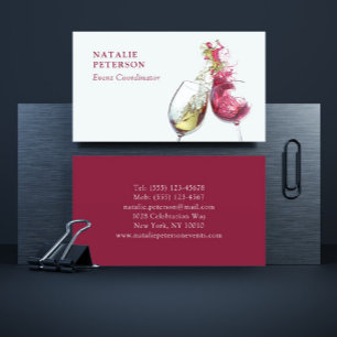 Elegant Red and White Wine Dance Event Coordinator Visitekaartje