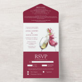 Elegant Red and White Wine Dance Wedding All In One Uitnodiging (Binnen)