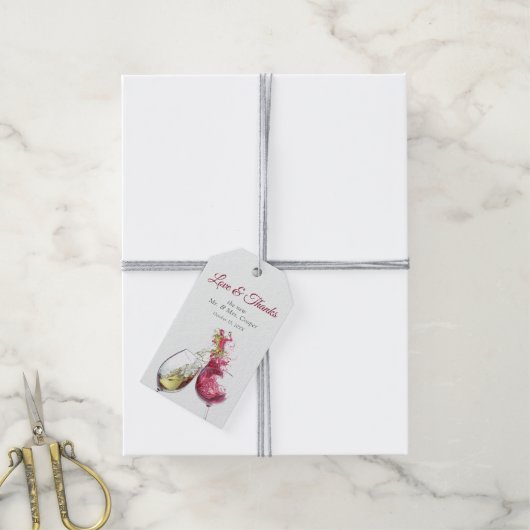 Elegant Red and White Wine Dance Wedding Cadeaulabel (Met Touw)