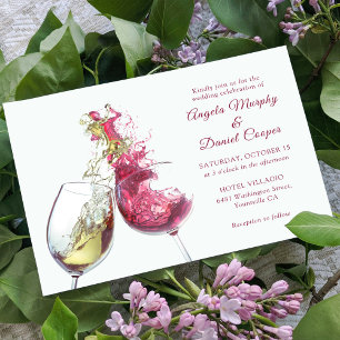 Elegant Red and White Wine Dance Wedding Kaart