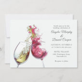 Elegant Red and White Wine Dance Wedding Kaart (Voorkant)